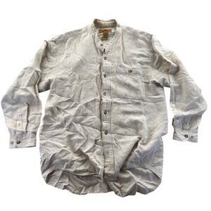 J.Riggings Men's Shirt Large Linen Blend Long Sleeve Button-Up Cream